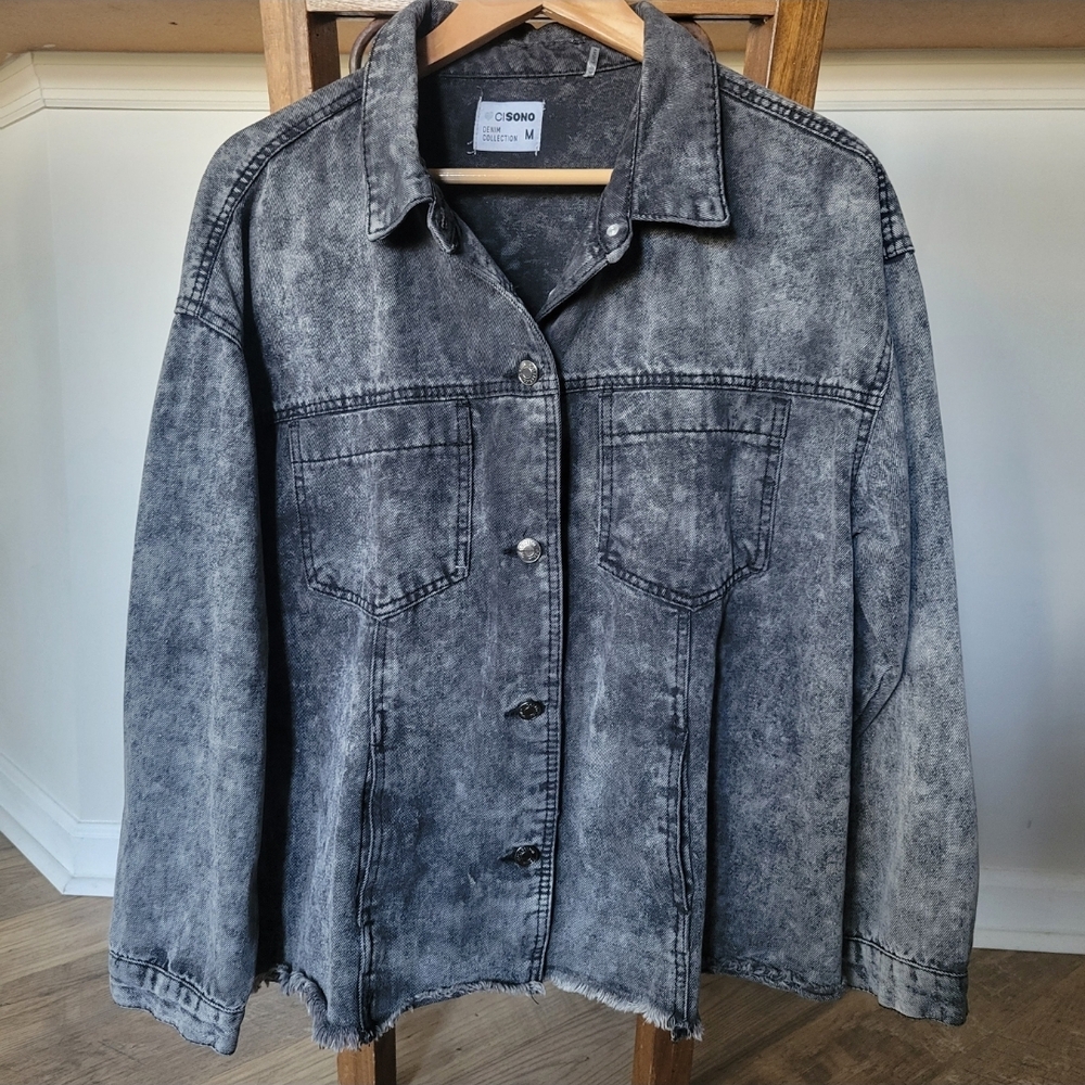 Ci Sono by Cavalini Acid Wash Denim Oversized Jacket Size Medium